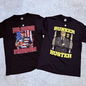 I Love My Freedom Shirt Lot 2 Men Medium Patriotic Trump 47 Crew Tee Short USA